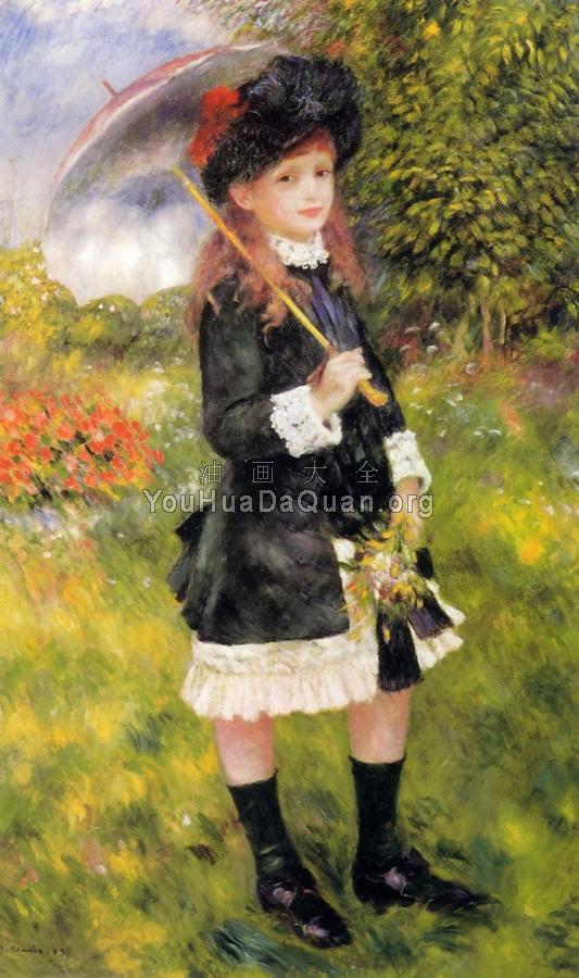 Girl with a Parasol, Aline Nunes - 皮埃尔·奥古斯特·雷诺阿